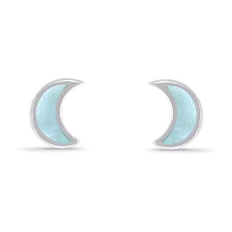 Boma Jewelry Sterling Silver Blue Mother of Pearl Crescent Moon Stud Earring Cover