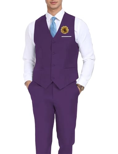 Suits for Men 2 Piece Waistcoat Vest and Pants Set for Casual Summer Beach Wedding Groomsmen Prom