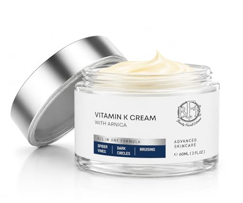 Vitamin K Cream with Arnica – Moisturizing Formula for the Appearance of Bruising, Dark Spots & Uneven Skin Tone – Helps Improve the Look of Spider Veins, Broken Capillaries & Under Eye Circles.