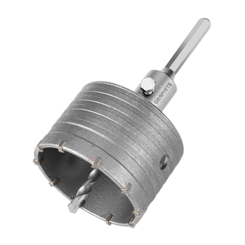GRAPHITE Scie cloche Widiax en acier TCT avec adaptateur HEX et foret de centrage, filetage M22, foret à carotter, foret pour professionnels, diamètre : 85 mm, longueur de foret : 110 mm