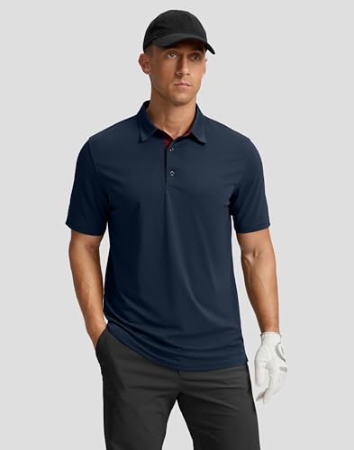 Men's Golf Shirts Dry Fit Moisture Wicking Performance Short Sleeve Collared Polo Shirts for Casual Athletic Business