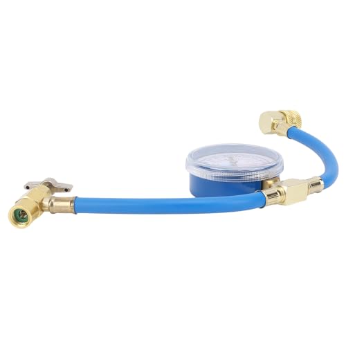 Kit de manguera para recarga de aire acondicionado AC con manómetro, válvula dispensadora de lata de 1/2 pulgada y acoplador rápido R134A para sistema de refrigeración de automóvil miniatura 2