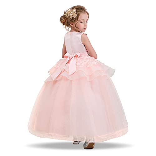 Nnjxd Girl Sleeveless Embroidery Princess Pageant Dresses Prom Ball Gown Size (160) 11-12 Years Pink #TOP4