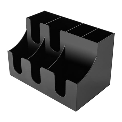 LUOSHALIYA Countertop Coffee Condiment Rack, Coffee Organizer Station with Four Cup Holders, Coffee Condiment Service Tray for Cafes, Catering Bars, Company Lounge Areas, Clubhouses