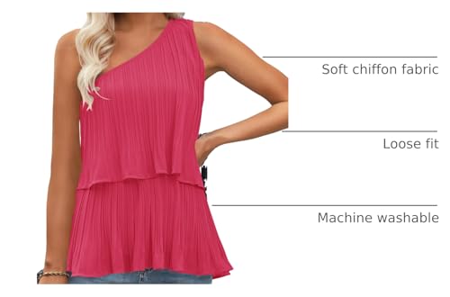ZESICA Women's One Shoulder Tank Tops Summer Sleeveless...