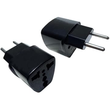 KIT 2 Adaptador De Tomada Universal Padrão Europeu UK Para Brasileiro Bivolt 10a Benjamin Internacional Com Plug Nacional Portátil Para Viagens Preto E Branco LINHA PREMIUM DUPIN (PRETO)