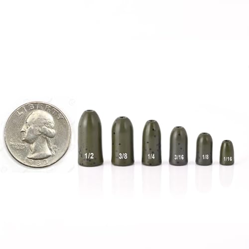 Image of 5pcs Fishing Weights, Anodized Black Tungsten Bullet Sinkers, with Sizes Laser-Engraved, No Abrasion, Never Chip, Sensitive and Great Castability