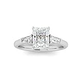 1.00Carat Radiant & Tapper Diamond Engagement Ring in Heavy Platinum (950), Women Engagement Ring D/VS Size N
