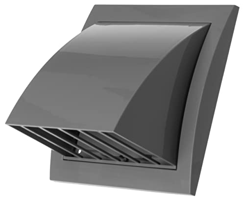 150x150mm / Ø 100mm Grise Grille D'aération avec Clapet Anti-retour - Grill de Ventilation en ABS Plastique - Protège la Façade et Empêche l'entrée D'air Froid