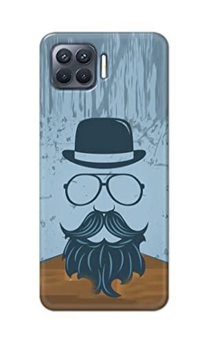 Image of PRINTFIDAA Mustache Beard and Hairstyle Hipster in Glasses Printed Designer Hard Case for Oppo F17 Pro Back Cover -(e) RPM1002