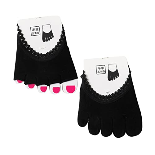 Holibanna 2pairs Women Five-toe Lace Socks Breathable Comfortable Toe Topper Liner Socks for Canvas Running Shoes Soft Blend for All Seasons