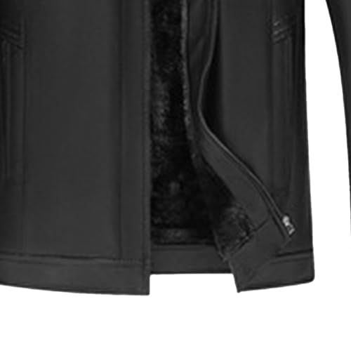 Chaqueta bomber de cuero para hombre con forro grueso miniatura 6