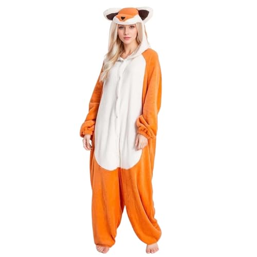 Generisch Macacão de animal para mulher, roupa de dormir para mulher, com desenhos animados, fantasia de Halloween, cosplay, fantasia com capuz, para adultos, forro polar, pijama macio de inverno