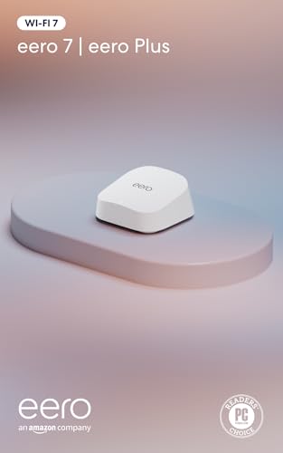 Image of Amazon eero 7 with 1 month free eero Plus (auto-renews) - Supports internet plans up to 2.5 Gbps, Coverage up to 2,000 sq. ft., Connect 120+ devices, 1-pack