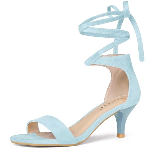 Allegra K Women's Women Open Toe Kitten Heel Lace Up Dress Sandals Sky Blue 9