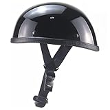 QICHAO Motorcycle Half Helmet, Small Helmets for Motorbike for Adult-Black,XL