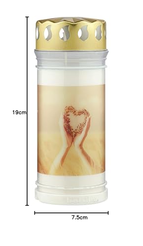 Bolsius Grablicht - Weiß - Set 6 Stück - Länge Brenndauer 120 stunden- Trauerkerze & Gedenkstätte Kerzen - mit Motiv - Kranz - Unparfümierte - Ohne Palmöl - Nr5-7.5 x 16.5 cm