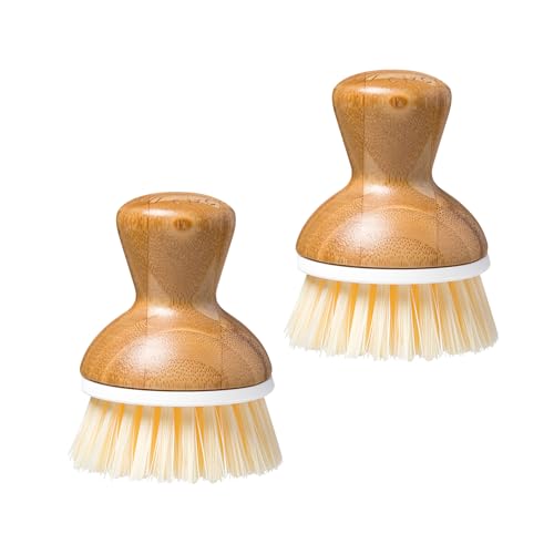 Image of Full Circle Bubbly Palm Brush, Dish Scrub Brush for Nonstick, White, 2pk | Family-safe & formaldehyde-free, with an ergonomic handle for effortless cast iron, nonstick & sink cleanup.