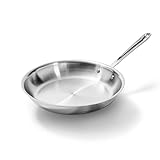 All-Clad D3 3-Ply Stainless Steel Fry Pan 12 Inch Induction Oven Broiler Safe 600F Pots and Pans, Cookware Silver