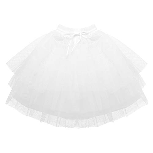 easyforever Kids Flower Girls Puffy 3 Hoops Waist Drawstring Petticoat Wedding Pageant Party Dress Crinoline Underskirt3