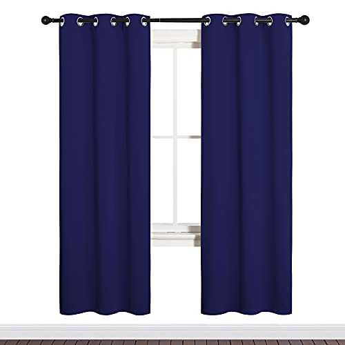 NICETOWN Blackout Draperies Curtains, All Season Thermal Insulated Solid Grommet Top Blackout Curtains/Drapes for Kid's Room (Royal Blue, 1 Pair, 34 x 72 inches) Navy Blue 34"W x 72"L (Pack