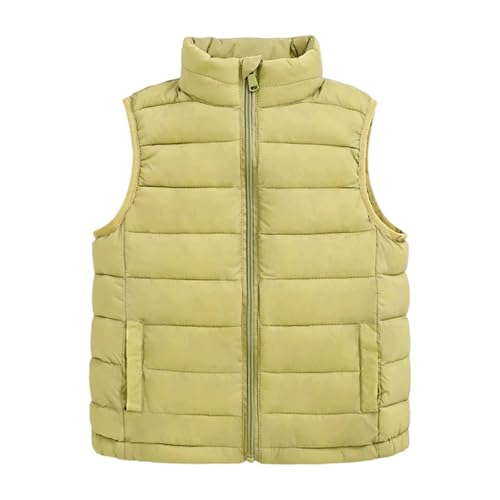 Generisch 2026 Chaleco acolchado ligero para niños Ropa exterior chaqueta sin mangas aislada para niños y adolescentes con cuello alto fácil de llevar, verde, 4-5 años