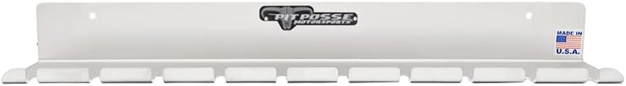 Pit Posse PP3118 Air Tool Pneumatic Rack Holder Organizer for Enclosed Trailer Garage Shop - Made in USA - Holds up to 10 Air Tools - Aluminum Tool Storage (Silver)