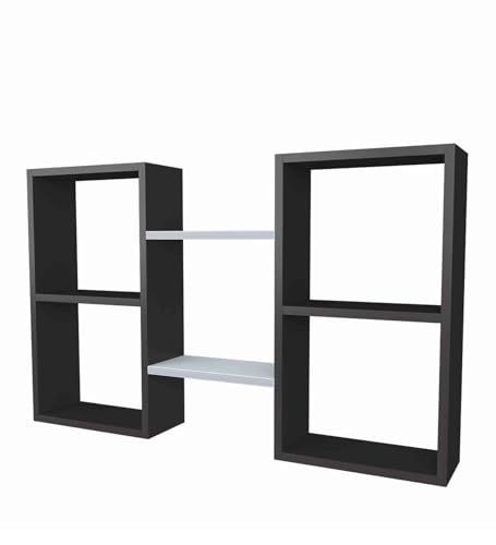 Image of Furniture Cafe Modern Wooden Wall Mounted Shelves - Cube & Floating Display Rack for Living Room, Bedroom, and Office Decor (Grey & White)