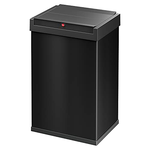 Hailo Big-Box Swing L Mülleimer - 1 x 35 Liter - selbstschließender Schwingdeckel - Stahlblech - Müllbeutel-Klemmrahmen - Mülleimer Küche rechteckig - Abfalleimer made in Germany - schwarz