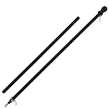 6ft Spinning Flag Pole - Black Pole & Black Topper - Outdoor Wall Hanging Tangle Free Spinning Flag...