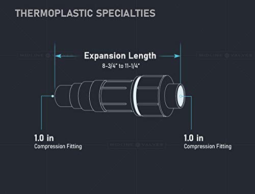 Image of Midline Valve 567SD100 Heavy Duty PVC Repair Coupling; Expandable Pipe Fitting; 1 in. White Plastic