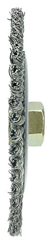 Image of Weiler 09500 Roughneck Jr. 6 inch Root Pass Weld Cleaning Brush, .020 inch Stainless Steel Wire Fill, 5 /8 inch-11 Unc Nut, Made in the USA