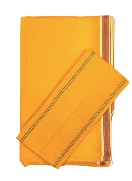 PPS Pure Cotton Dhoti with matching separate Gamcha, Full-Length, 4.5 metres Dhoti with 2 metres long gamcha-image-47