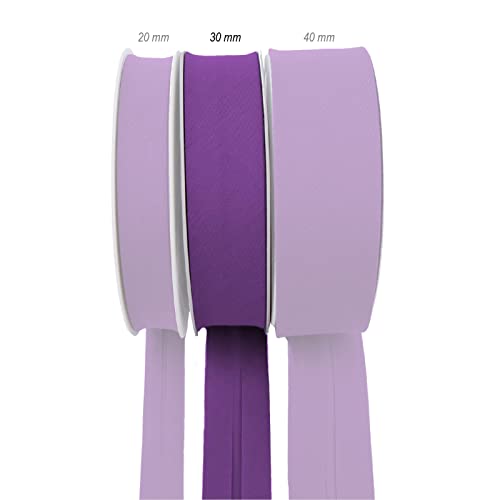 TEXTEX = 30mm Wide Bias Binding Tape. 50% Cotton and 50% Polyester. 10m Piece - (Purple) - Image 2