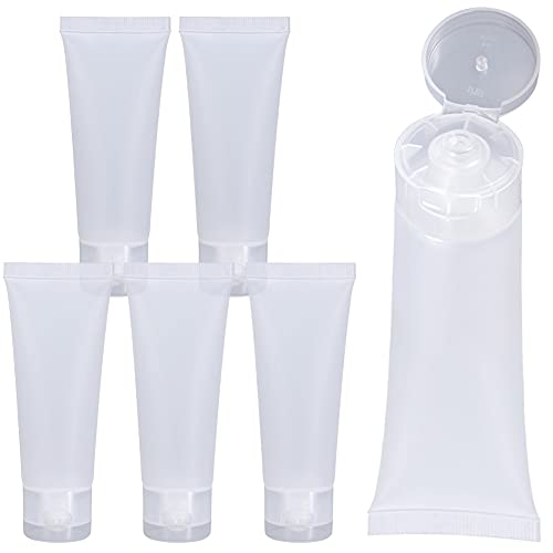 6 Pcs 100ML /3.38oz Reusable Empty Plastic Squeeze Bottles with Flip Cap Travel Size Soft Tubes Bottle Makeup Toiletry Cosmetic Containers for Facial Cleaning Shampoo Essence