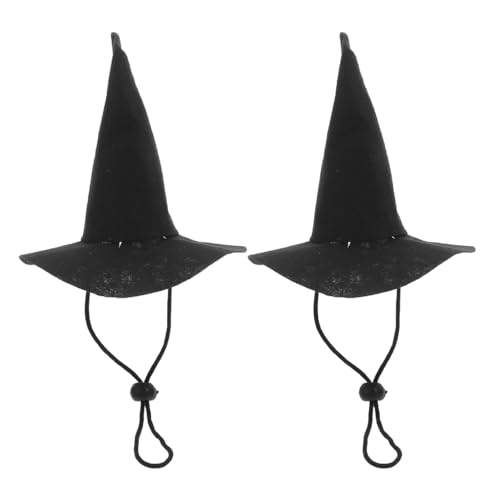 YARNOW 2 Pcs Dog Witch Hat Halloween Pet Hat Halloween Witch for Dog Cat Pet Costume Accessories, 17.00X16.00X12.50CM, Black
