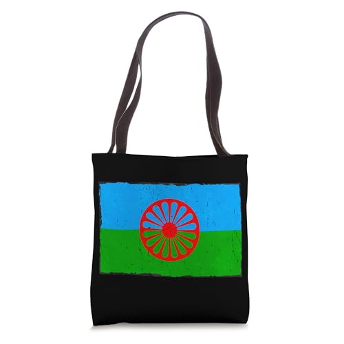 Romani Flag Emblem Blue Green Red Wheel Tote Bag