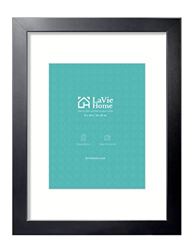 LaVie Home 14x18 Picture Frame Black Poster Frame Display Pictures 12x16 with Mat or 14x18 Without Mat Stable and Sturdy Frame and Polished Plexiglass Horizontal and Vertical Format of The Walls