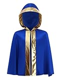 Eandarui Kinder Junge Boxer Kostüm Kapuzen Robe Kapuzenuamhang Metallic Patchwork Boxermantel Mit Gürtel Sportswear Blaues Gold 170