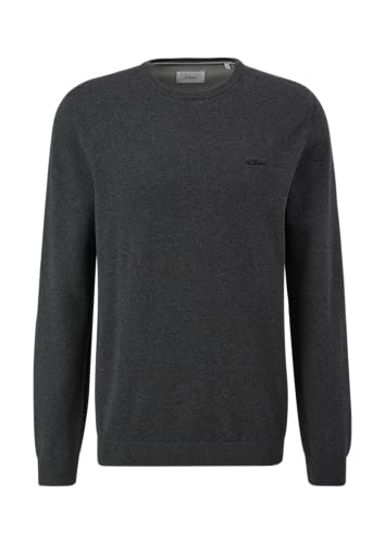 s.Oliver Herren Baumwollpullover – mit Logo-Stickerei & Rundhalsausschnitt