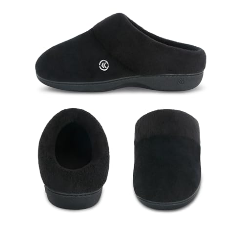 isotoner Women's Classic Clog Slippers with Memory Foam Comfort and Non-Slip Stability, Black, 7.5-83