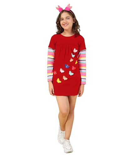 Image of KYDA KIDS Girls 100% Cotton Long T-Shirt | Regular Fit Full Sleeves Top