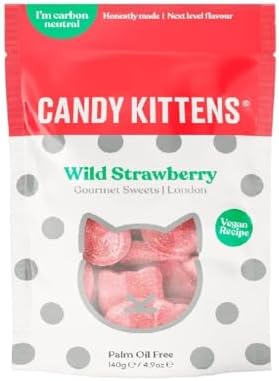Vegan Sweets, Candy Kittens Wild Strawberry, Packed with Fruit Juice & Natural Ingredients, Big Flavours from Little Kittens, Vegetarian Sweets - 125g Sweet Bag