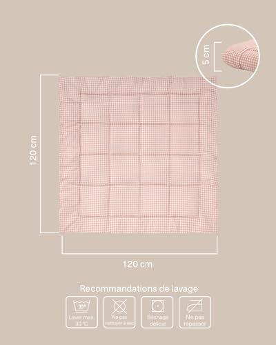 molis&co. Tapis de jeu pour bébé. Tapis de sol portable pliable extra large de 120 x 120 cm pour les tout-petits et les bébés. Très rembourré. OEKO-TEX 100. (Dusty Rose, 120x120 (Carré)) – vue 2