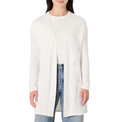 Amazon Essentials Cárdigan de Corte Holgado Ultraligero con Parte Delantera Abierta Mujer, Gris Claro Mezcla, M