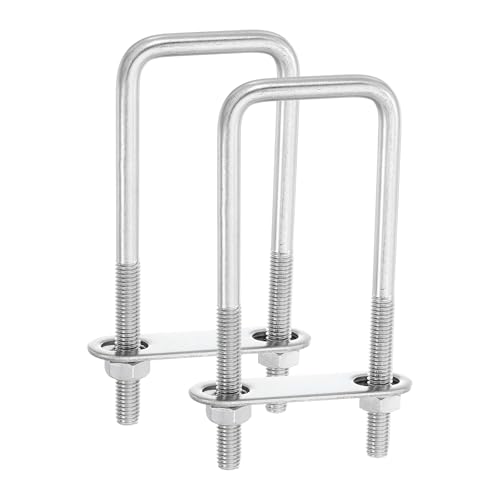uxcell 2Sets 304 Stainless Steel Square U-Bolts, 1.65" (42mm) Inner Width 4.72" (120mm) Length M8 with Nuts, Frame Plate, Gasket for Automobiles Trailer, Ski Boat, Fishing Boat, Pipelines