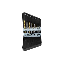 K Tool International 75470 10 Piece Screw Extractor Drill Bit Set for Garages, Repair Shops and DIY, GCR15 Extractor Material, M35 Cobalt Drill Bits, Left Hand Spiral Flute, Metal Case, Laser Etched