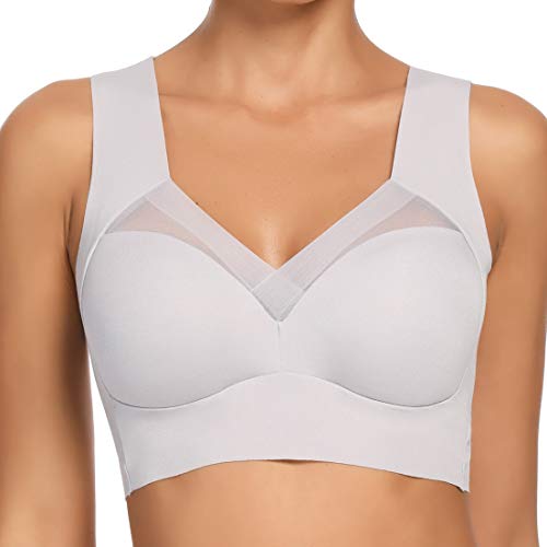 Image of WOWENY Seamless Bras for Women Sleep Leisure Sports Yoga Bra Padded Wireless Thin Soft Comfy Pullover Tops Plus Size