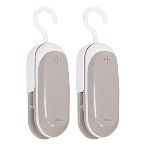 H-GoD Mini Bag Sealer, Handheld Heat Sealers, 2 in 1 Heat Sealer, Cutter Portable Bag Sealer, Food Storage Snack Fresh Chip Bag Sealer Gray 2 Pcs, ZA-US10101, M Cover
