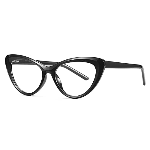 kachawoo Small Cat Eye Glasses Frame for Girls Women Plastic Blue Light Blocking Fashion Eyeglasses Eyewears (black with clear)